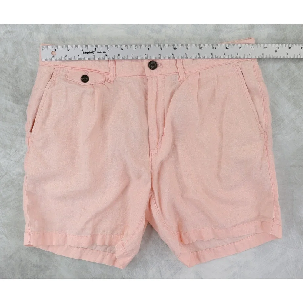J. Crew Oarsman Pleated Linen Shorts Mens 32 Pink Single Pleat Summer 7